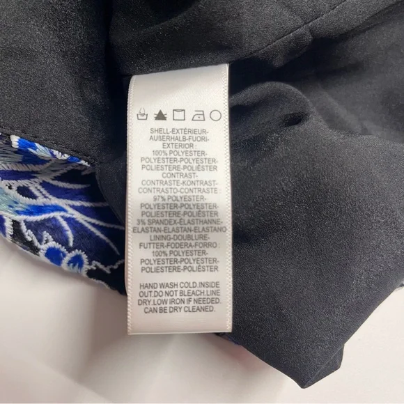 Imperfect NWT Dress the Population embroidered overlay blue floral medium dress - Picture 15 of 17